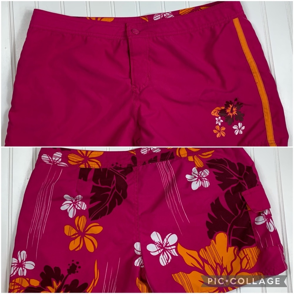 Reversible Hawaii Luau Hot Pink Surfer Shorts